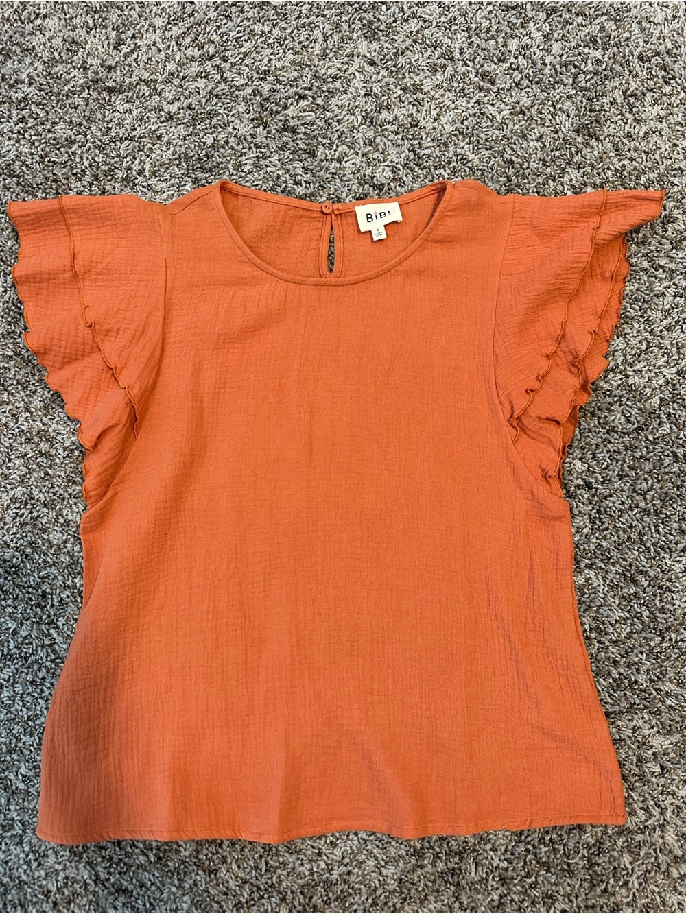 BiBi Rustic Orange Ruffle Sleeve Blouse